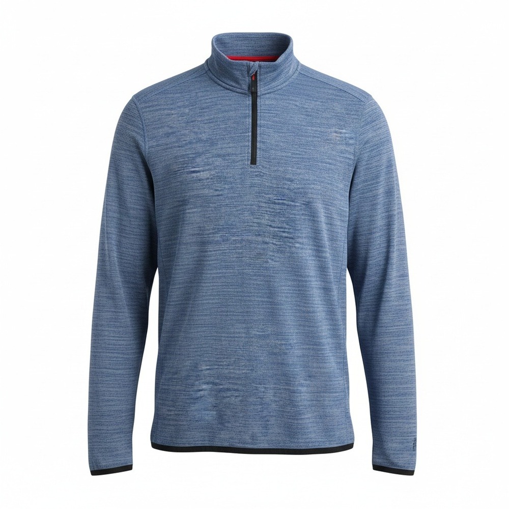 Avalanche Pullover Mens Small Blue Space Dye Quarter Zip Mock Neck CAM150U